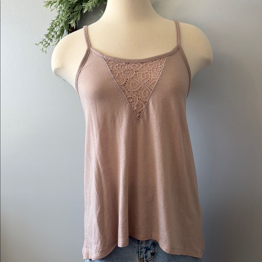 🍂 3/$20 Old Navy Dusy Pink Embellished Asymmetrical Hem Tank Top Size XS